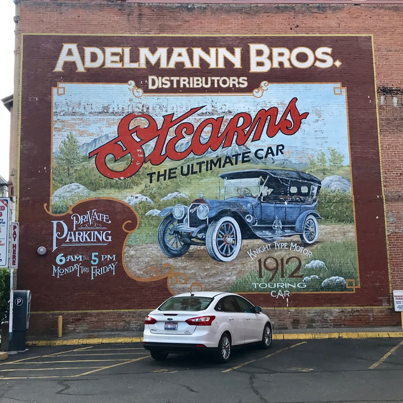 Painted on brick wall in Boise: a vintage ad for a Stearns car.